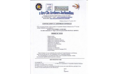 ASSEMBLEE GENERALE DU CLUB 17/11/2011 